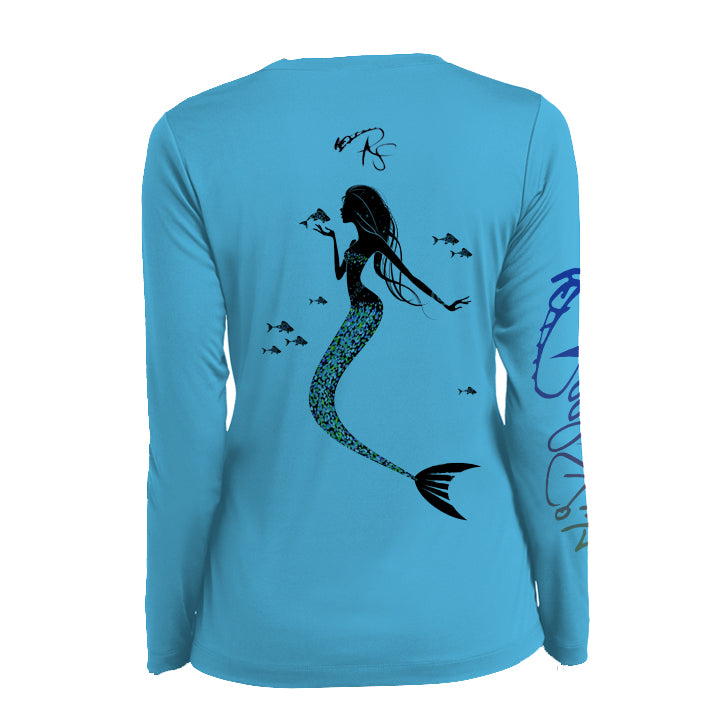 Turquoise Mermaid Bra. Outline Mermaid Top - T-shirt Design
