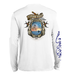 Great White Tattoo by Brian Kalt S / White / Mens Long Sleeve